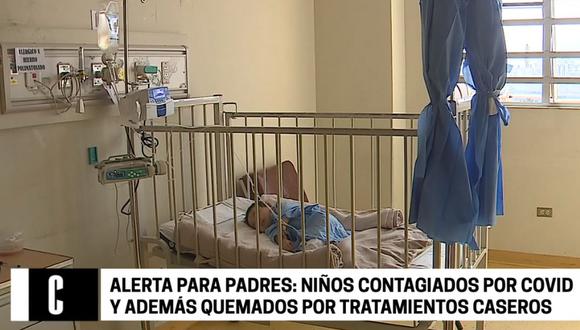 Los niños que sufrieron quemaduras son atendidos en el Instituto Nacional del Niño de San Borja. (Cuarto Poder)