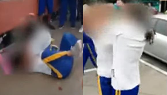 Alumnas se golpearon en el suelo, en el distrito de La Victoria. (Foto: captura | Buenos Días Perú)