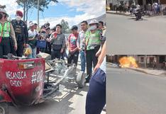 Huánuco: Mototaxi se extrella contra heladero y su triciclo y provoca explosión  en Amarilis (VIDEO)