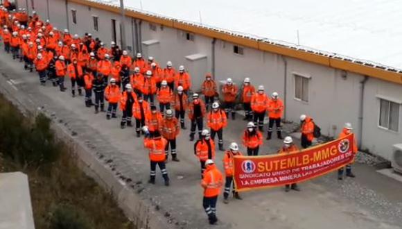 Trabajadores de la mina Las Bambas protestan por el pago justo de utilidades. (Foto: GEC)