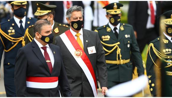 El presidente de la República, Francisco Sagasti, encabezó la ceremonia por el 32º aniversario de la Policía Nacional del Perú. (Foto: Fernando Sangama/@photo.gec)
