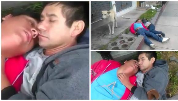 Facebook: perrito y su peculiar actitud cuando se topó con pareja de ebrios dormidos (VIDEO)