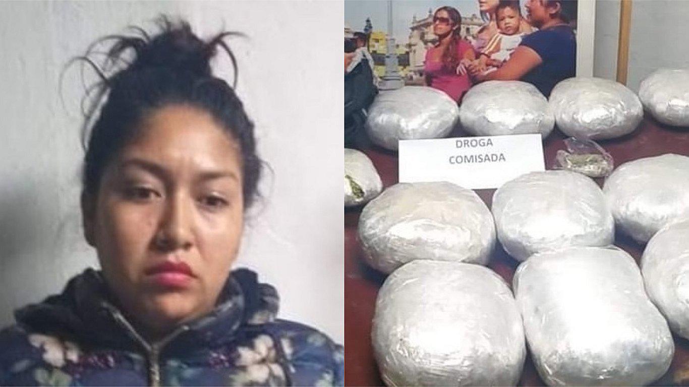 Cae mujer cuando transportaba 12 kilos de marihuana 