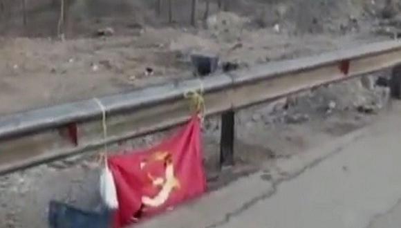 Ate: Policía encuentra bandera con la hoz y el martillo (VIDEO)