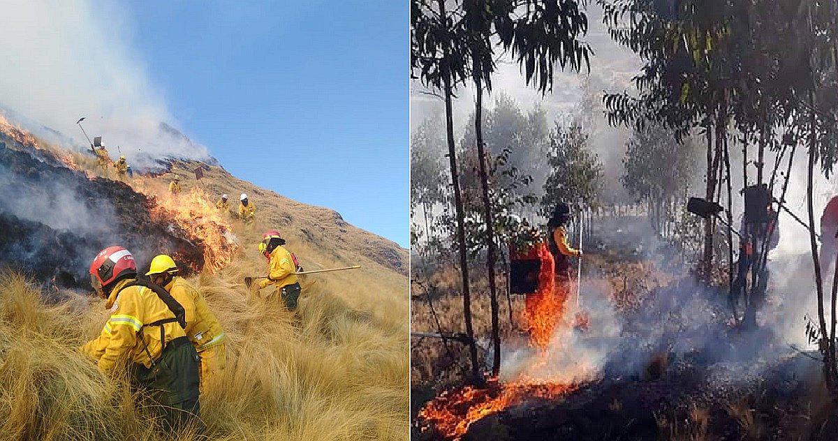 Siete incendios forestales azotan Cusco en 24 horas (FOTOS)