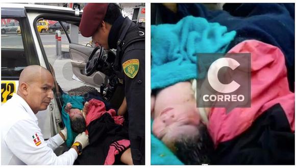 SJL: policías y bombero ayudaron a mujer a dar a luz en grifo (VIDEO)