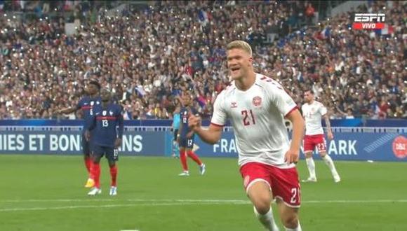 Gol de Cornelius para el 1-1 del Francia vs. Dinamarca por la UEFA Nations League. (Foto: ESPN)