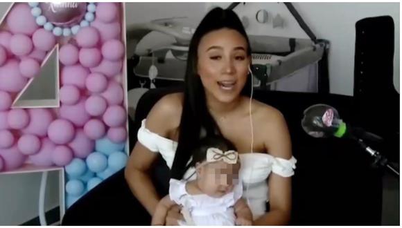 Samahara Lobatón mostró por primera vez el rostro de su bebé en TV. (Foto: Captura América TV)