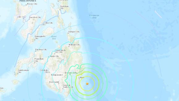 Emiten alerta de tsunami tras terremoto de magnitud 7,1 frente a Filipinas. (Captura/USGS).