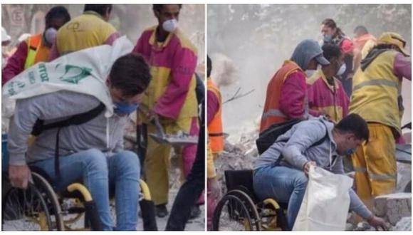​Terremoto en México: joven en silla de ruedas se une a rescatistas para buscar a su amigo
