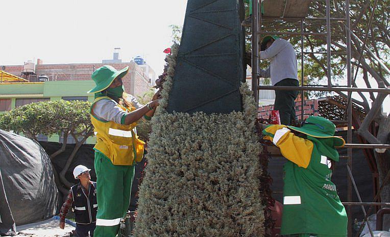 Municipio presenta topiario en forma de arco parabólico