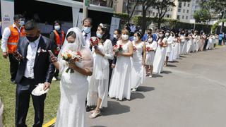 Lima: 200 parejas se unieron en el primer matrimonio civil comunitario presencial durante la pandemia (FOTOS)