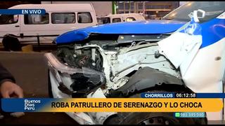 Sujeto ebrio roba patrullero municipal y lo estrella contra grifo en Chorrillos 