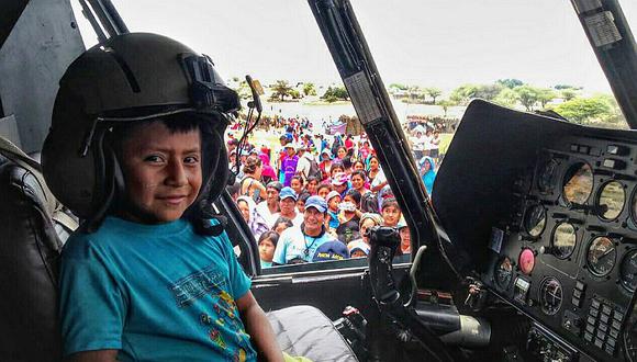 ​Twitter: imagen de niño víctima de inundaciones que aparece en helicóptero de la FAP se viraliza