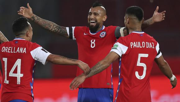 Arturo Vidal marcó el 1-0 de Chile sobre Perú por las Eliminatorias | Foto: AFP