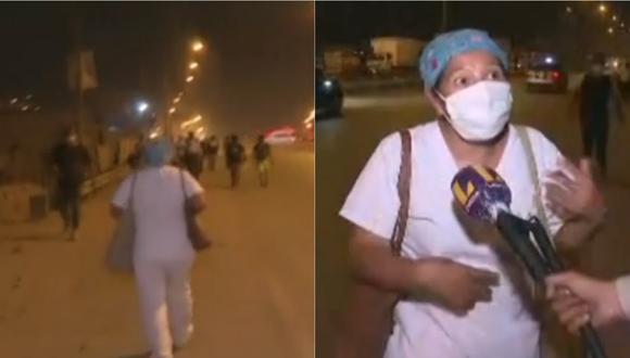 Enfermera caminando durante varios kilómetros para atender pacientes con coronavirus. | Foto: Latina TV