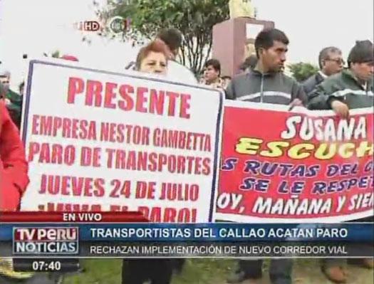 Transportistas del Callao acatan huelga contra nuevo corredor vial