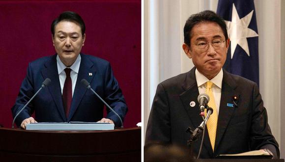 El domingo 13 de noviembre tanto Yoon Suk-yeol como Fumio Kishida mantendrán a su vez dos cumbres bilaterales con el presidente estadounidense, Joe Biden. (Foto: JEON HEON-KYUN / Tony McDonough / AFP)