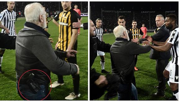 Presidente de equipo de fútbol amenaza con arma a árbitro en Grecia (VIDEO)