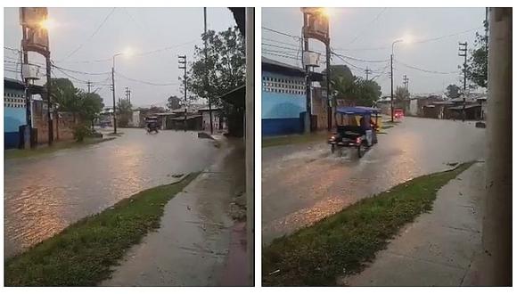 Lluvia torrencial inunda las calles y avenidas de Iquitos