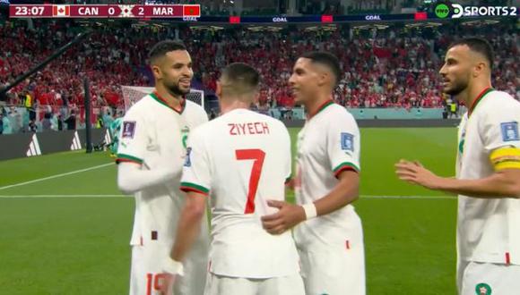Gol de Youssef En-Nesyri para el 2-0 de Marruecos vs. Canadá. (Captura: DirecTV Sports)