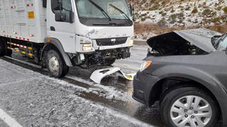 Choque frontal por nevada en vía Interoceánica deja daños materiales