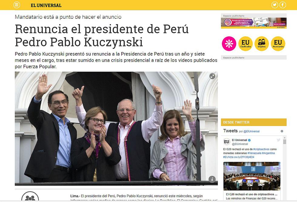 Presidente PPK: medios internacionales informan sobre su renuncia (FOTOS)