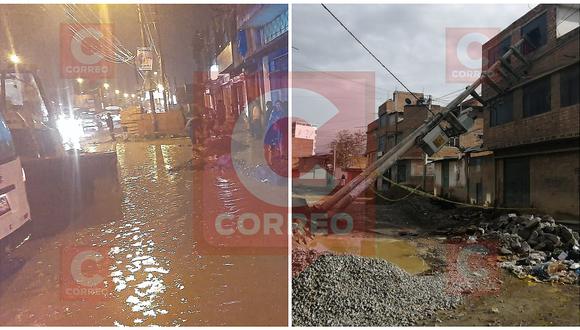 Lluvias provocan colapso de postes e inundaciones en Huancayo (VIDEOS)