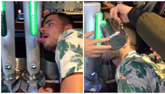 YouTube: Joven quiso lucirse con Chopp de cerveza pero su lengua se quedó atascada (VIDEO)