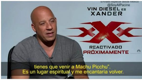 Vin Diesel: “Me encantaría viajar al Perú para volver a visitar Machu Picchu” (VIDEO)