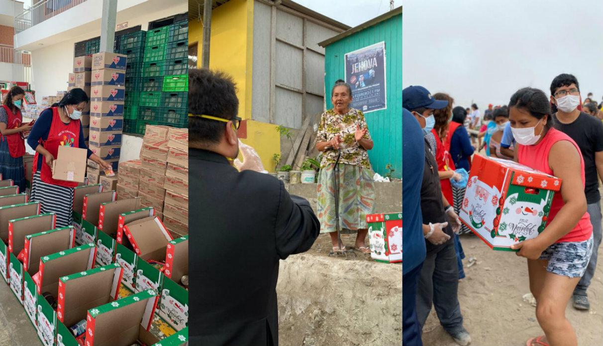 Padre y voluntarios arman 10 mil canastas para los más necesitados de Lima Sur, desde SJM hasta Pucusana | Foto: Composición con imágenes de Facebook de Asociación de las Bienaventuranzas