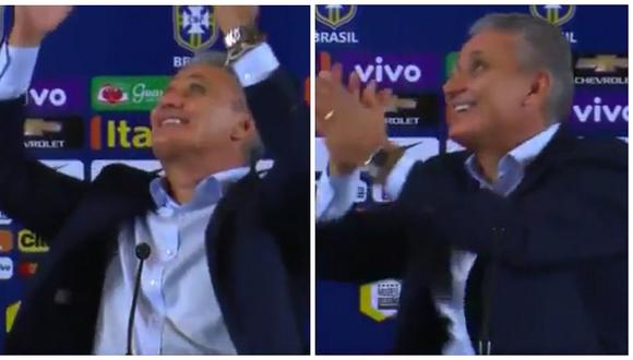 Victoria de Perú causó esta increíble reacción del DT de Brasil en plena conferencia [VIDEO]