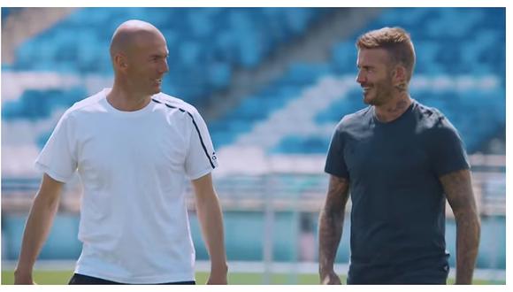 David Beckham sorprendió a Zinedine Zidane con un preciso remate al travesaño (VIDEO)