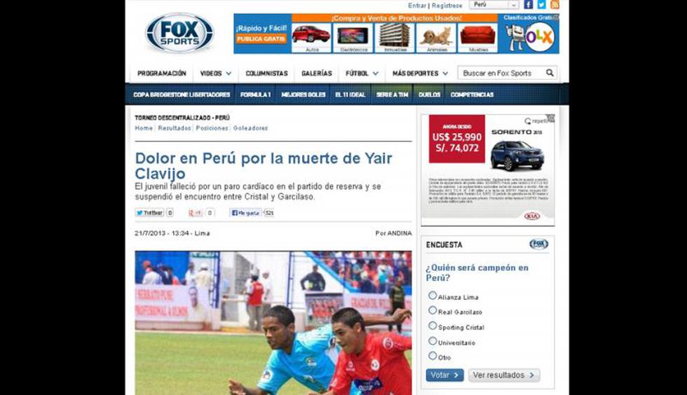 Así informó la prensa internacional sobre la muerte de Yair Clavijo