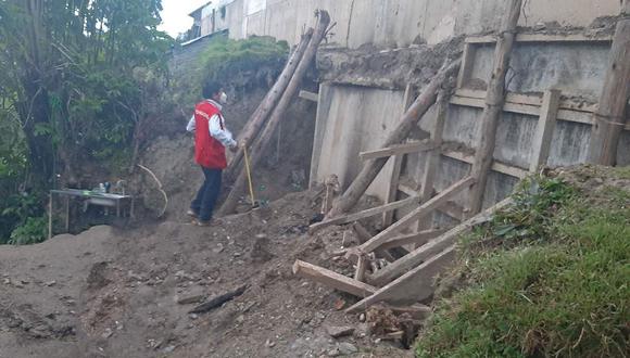 El muro de contención que forma parte de la pavimentación de calles y veredas en el distrito de Marías, en la provincia de Dos de Mayo, podría desplomarse