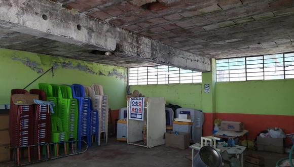 Las lluvias empeoraron la situación de la infraestructura. Directora del establecimiento educativo pide apoyo del Gobierno Regional. (Foto: GEC)
