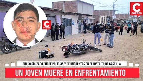 El hombre asesinado llegó en esta motocicleta junto a otra persona, en el distrito de Castilla.
