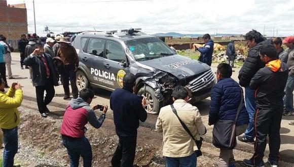 Patrullero PNP se despista en la carretera Puno - Laraqueri 