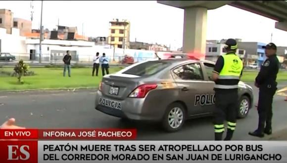 Hombre falleció tras ser impactado por bus del Corredor Morado en SJL (VIDEO)