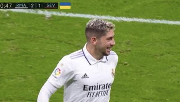 Fede Valverde marcó el 3-1 del Real Madrid vs. Sevilla. (Foto: captura DirecTV)