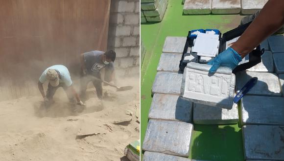 Policías hicieron de obreros para excavar el suelo y sacar 180 paquetes con cocaína que tenían un logo como suelen emplear los cárteles