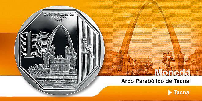 BCR presenta este 4 de noviembre en Tacna moneda conmemorativa con la imagen de Arco Parabólico y Catedral
