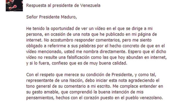 Rubén Blades responde a Nicolás Maduro a través de sus redes sociales
