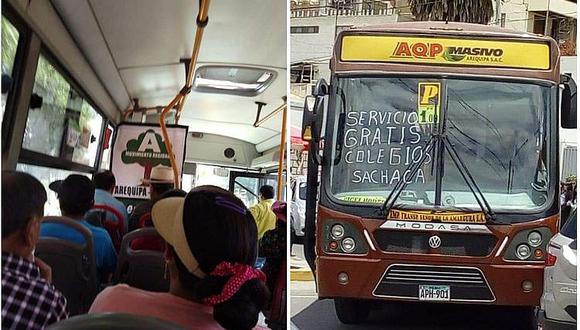 ​Ofrecen servicio gratis, pero al interior del bus colocan propaganda electoral