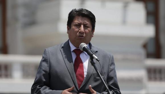 El vocero de la bancada de Perú Libre, Waldemar Cerrón, declaró a la prensa este miércoles. (Foto: Anthony Niño de Guzmán / @photo.gec)