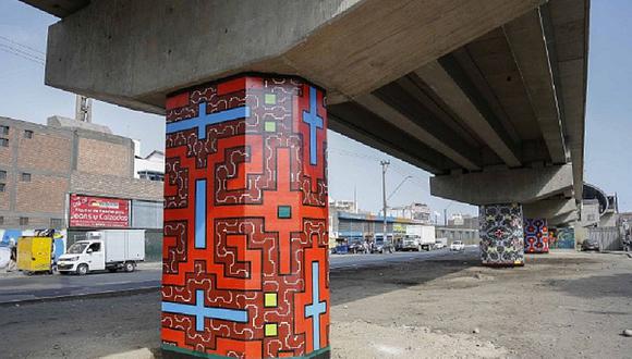 Cantagallo: Mujeres pintan murales en columnas del Metro de Lima [FOTOS]