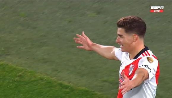Julián Álvarez anotó un doblete para el 2-0 de River Plate vs. Alianza Lima. (Captura: ESPN)