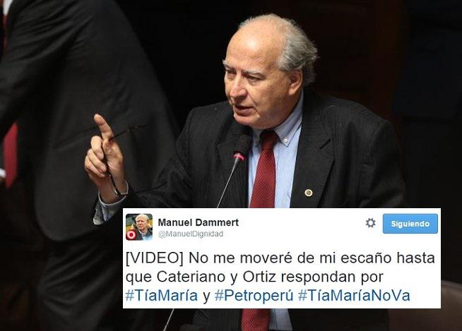 Tía María: Manuel Dammert inicia huelga en el congreso