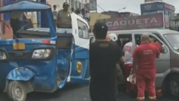 Mototaxi choca contra miniván y deja tres heridos en el Rímac