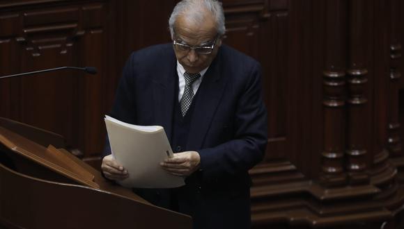 El primer ministro, Aníbal Torres, expuso durante poco más de 30 minutos ante el Pleno del Congreso. (Foto: Hugo Pérez / @photo.gec)